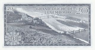 20 FRANCS AUNC BANKNOTE FROM LUXEMBOURG 1966 PICK - 54 2