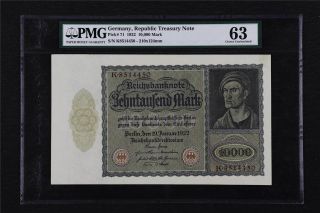 1922 Germany Reichsbanknote 10000 Mark Pick 71 Pmg 63 Choice Unc
