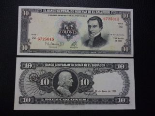 El Salvador Banknote 10 Colones,  Pick 135b Unc 1988 - Series Oq