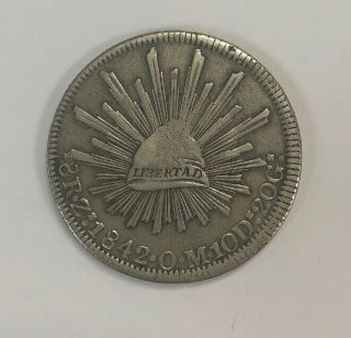 1842 8 Reales Mexican Silver Coin,  Very (see Photos)