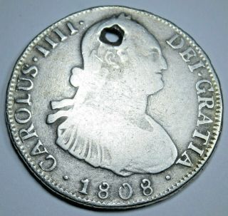 1808 Pj Spanish Silver 4 Reales Piece Of 8 Real Colonial Pirate Treasure Coin