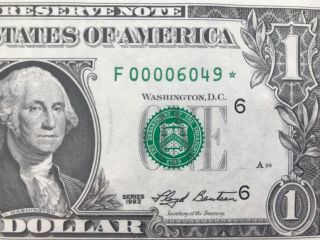 Wow Star Note 1993 $1 Dollar Bill (atlanta  F “),  Uncirculated Low Number
