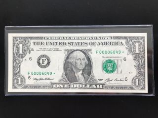 Wow Star note 1993 $1 DOLLAR BILL (Atlanta  F “),  UNCIRCULATED Low Number 2