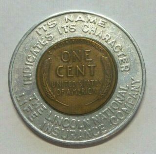 1957 D The Lincoln National Life Insurance Company Small Encased Cent