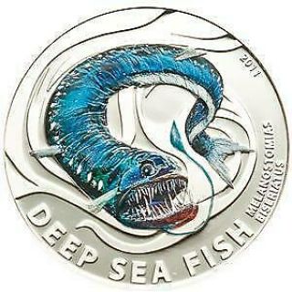 Pitcairn 2011 $2 Deep Sea Fish Melanostomias Biseriatus 1/2 Oz Silver Proof Coin