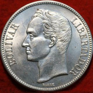 Uncirculated 1936 Venezuela 5 Bolivares Silver Foreign Coin