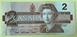 1986 Canada 2 Two Dollar Bank Note