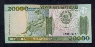 Mozambique 20000 Meticais 1999 Pick 140 Unc.