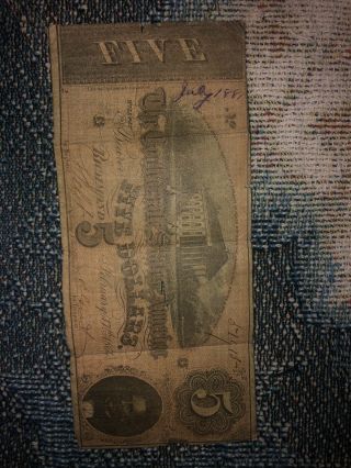 Authentic 1864 Confedarate Five Dollars