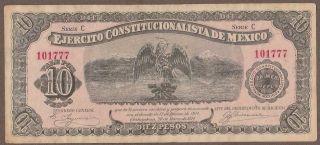 1914 Mexico (tesorero) 10 Peso Note