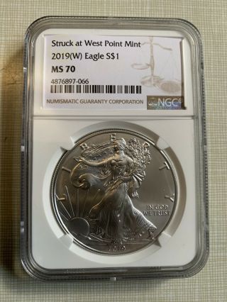 2019 (w) $1 American Silver Eagle Ngc Ms70 Brown Label