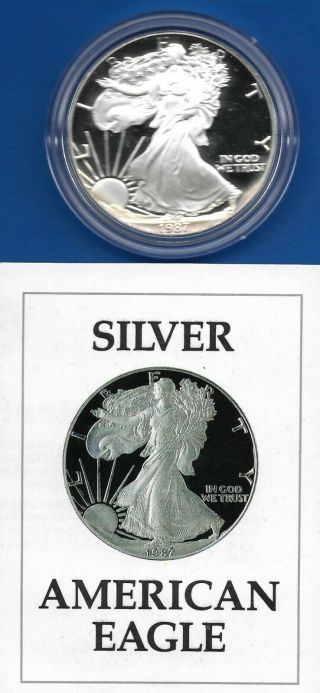 Us 1987 - S Silver American Eagle Proof Ogp $1 Coin Us