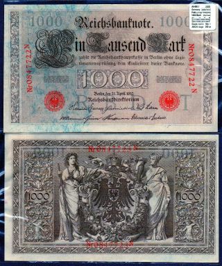 Germany " Reichsbanknote " (1910) Scarce 1000 - Mark {single} Unc (au) Banknote P44b