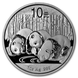 2013 China Panda Coin 1 Oz.  999 Fine Silver 10 Yuan Chinese In Capsule