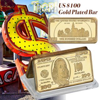 Wr Gold Art Bar Us $100 Dollar Bill Money Collectible Bullion 21st Gift Ideas
