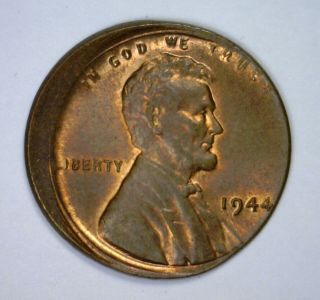 1944 Lincoln Wheat Cent Penny Struck Off Center Error Uncirculated Unc