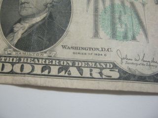 1934 Series C $10 Federal Reserve Note Ten Dollar Bill