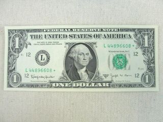 1963 B Us $1 Dollar Federal Reserve Note " Barr Star Note " 2