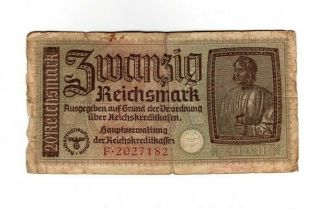 Xxx - Rare 20 Reichsmark 3 Reich Nazi Banknote Ww Ii Ok Con Swastika