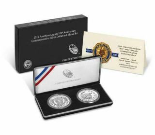 American Legion 100th Anniversary 2019 Proof Silver Dollar And Medal Set