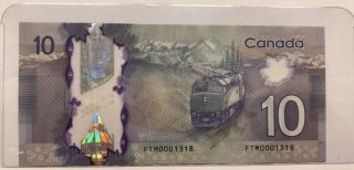 Low Serial Number On 2013 Canadian $10 Banknote