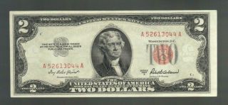 $2 1953 Two Dollar Cu Red Seal Small Size Usa Legal Tender Note Bill Currency