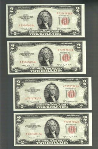 $2 1953 Two Dollar CU Red Seal Small Size USA Legal Tender Note Bill Currency 4