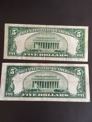 1934 & 34 A $5 Dollar Bills 2