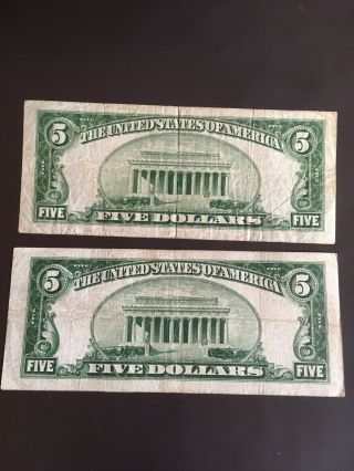 1934 & 34 A $5 Dollar Bills 3