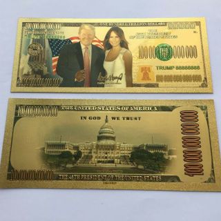 10 Donald & Melania Trump 24k Gold Plated Dollars Bill Bookmark Novelty Banknote