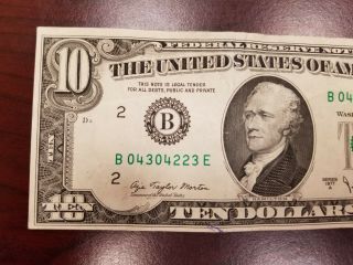 Series 1977 - A US Ten Dollar Bill $10 FRN Note York B04304223E 3