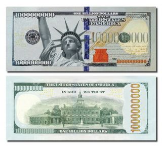 50 Bills Of Billion Dollar Play Money Bills,  Real Size & Color