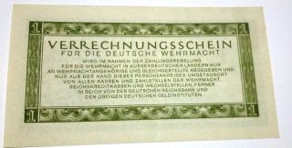 1944 Nazi Germany 1 Reichsmark banknote WEHRMACHT 2