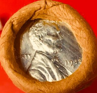 1943 - S Steel / Bu Tails Wheat End Obw Bank Wrap Lincoln Weat Penny Roll