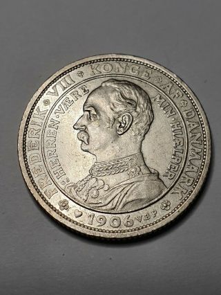 Denmark 2 Kroner 1906 Silver Coin