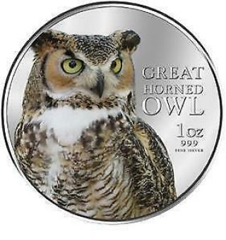 Niue Islands 2013 $2 Birds Of Prey Great Horned Owl 1 Oz Silver Coin