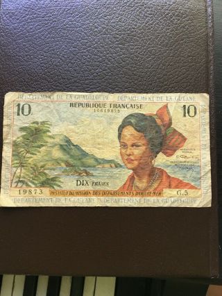 French Antilles - Guadeloupe 10 Francs Currency Note