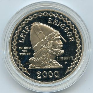 2000 - P Proof Commemorative Leif Ericson Silver $1 In Capsule Only