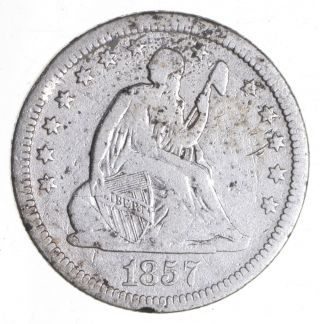 Tough - 1857 Seated Liberty Quarter - Early Us Type Coin - Historic 712