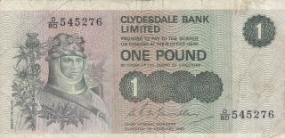 1 Pound Vg - Fine Banknote From Bank Of Scotland 1980 Pick - 211