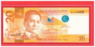 Mv 888888 2014b Philippines 20 Peso Ngc (newgeneration) Aquino Iii Solid No.  Unc