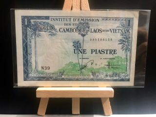 French Indochina P - 105 1 Piastre 1954 Xf Banknote Vietnam