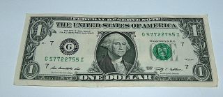 2009 $1 Bill Us Bank Note 3 - Odd S,  Pairs 2s 5s 7s 57722755 Fancy Money Serial