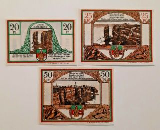 Helgoland Insel Notgeld 20,  25,  50 Pfennig 1919 Emergency Money Germany (9392)