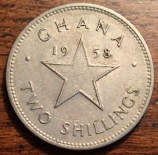 1958 Ghana Two 2 Shillings Star Coin