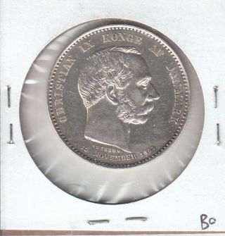 Denmark 2 Kroner 1888 Silver UNC Uncirculated 2