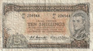 Australia 10 Shillings Banknote Nd (1961 - 5) P.  33a Very Good