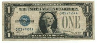1928 Us $1 One Dollar Silver Certif Blue Seal Funny Back Currency Note H02670554