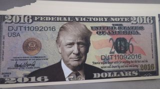 Of 100 2016 Donald Trump Victory President Fake Novelty Money Usa