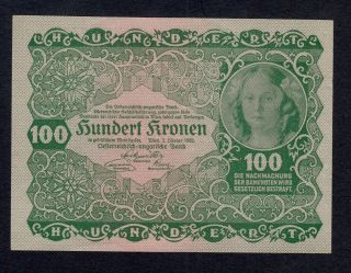 Austria 100 Kronen 1922 Pick 77 Au.